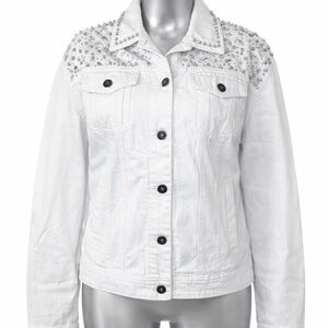 Stylish White Studded Denim Jacket